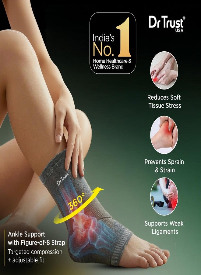 Dr Trust USA 4301 Ankle Binder Support for Men & Women Ankle Brace for Targeted Compression, Pain Relief & Stability, Comfortable Fit Ankle Support for Sprain, Strain, Preventive Care, Overuse Ankle Care, Large - Image 2