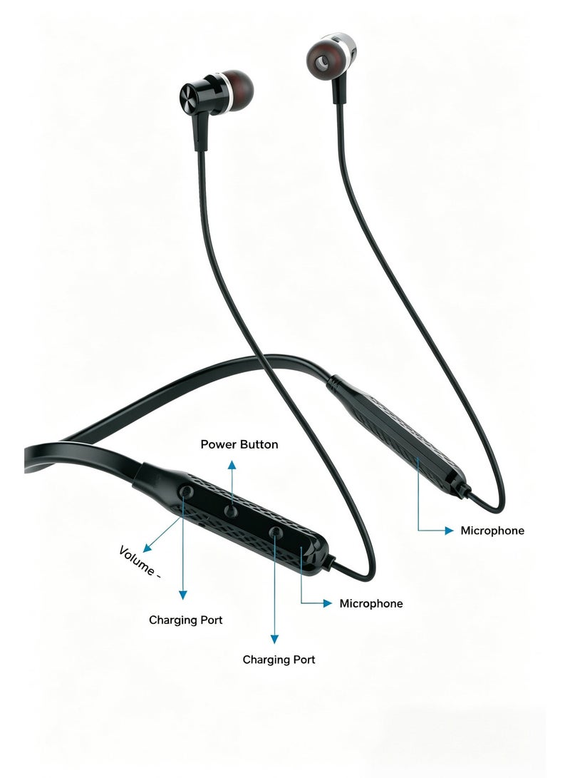 IPINKU Q5L Neckband Bluetooth Headset, Super Long Standby Sports Earphones with Magnetic Earbuds, USB Direct Charge, Built-in Microphone, Noise Reduction, Lightweight Wireless Headphones for Running, Gym and Daily Use - Image 1
