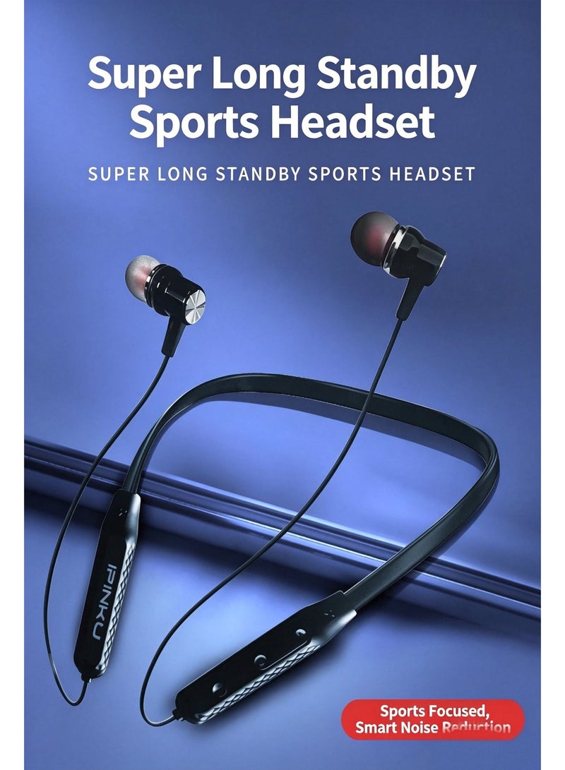 IPINKU Q5L Neckband Bluetooth Headset, Super Long Standby Sports Earphones with Magnetic Earbuds, USB Direct Charge, Built-in Microphone, Noise Reduction, Lightweight Wireless Headphones for Running, Gym and Daily Use - Image 4