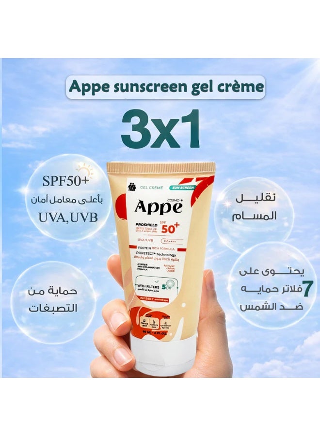 Cosmo APPE Proshield SPF 50+ Gel Creme Sunscreen 60ml - Invisible & Matte Finish - UVA/UVB PA++++ with PORETECT Technology - Alcohol & Perfume Free - Image 5