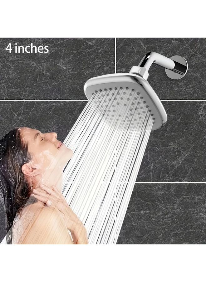 رأس دش فضي مربع أربع بوصات ضغط عالي رش قوي مناسب عالميًا - Image 1