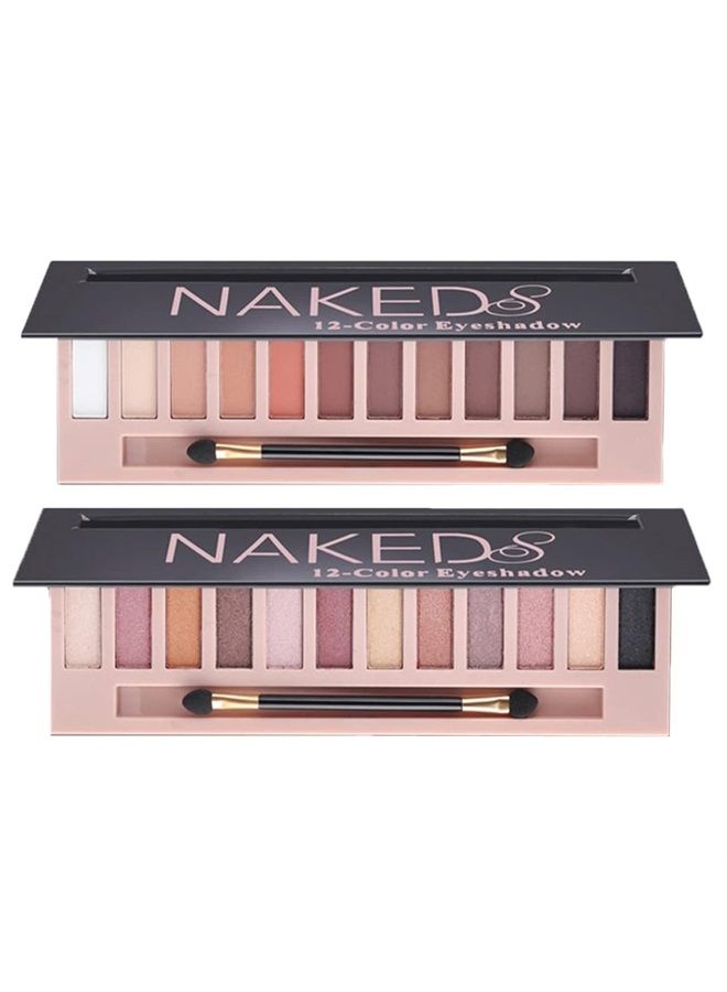 Bestland 2 Pack 12 Colors Makeup Nude Colors Eyeshadow Palette Natural Nude Matte Shimmer Glitter Pigment Eye Shadow Pallete Set Waterproof Smokey Professional Beauty Makeup Kit (2 PCS) - Image 1