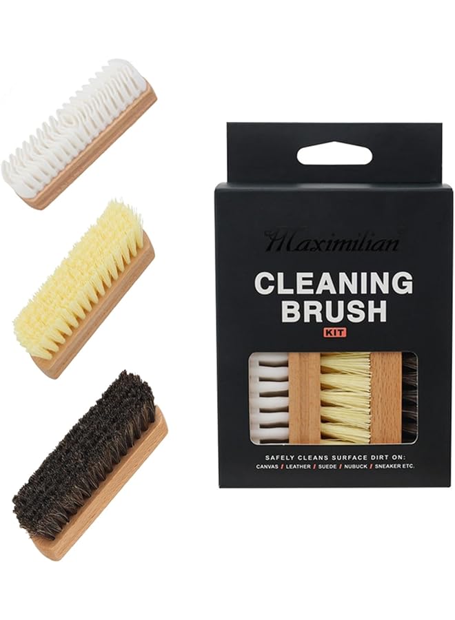 promass Professional Shoe Shine Brush Kit – 3PCS Suede Brushes for Polishing Crepe Suede, Leather, Nubuck, and Canvas Shoes – Wooden Handle Cleaner for Shoes, Bags, and Accessories - Image 1