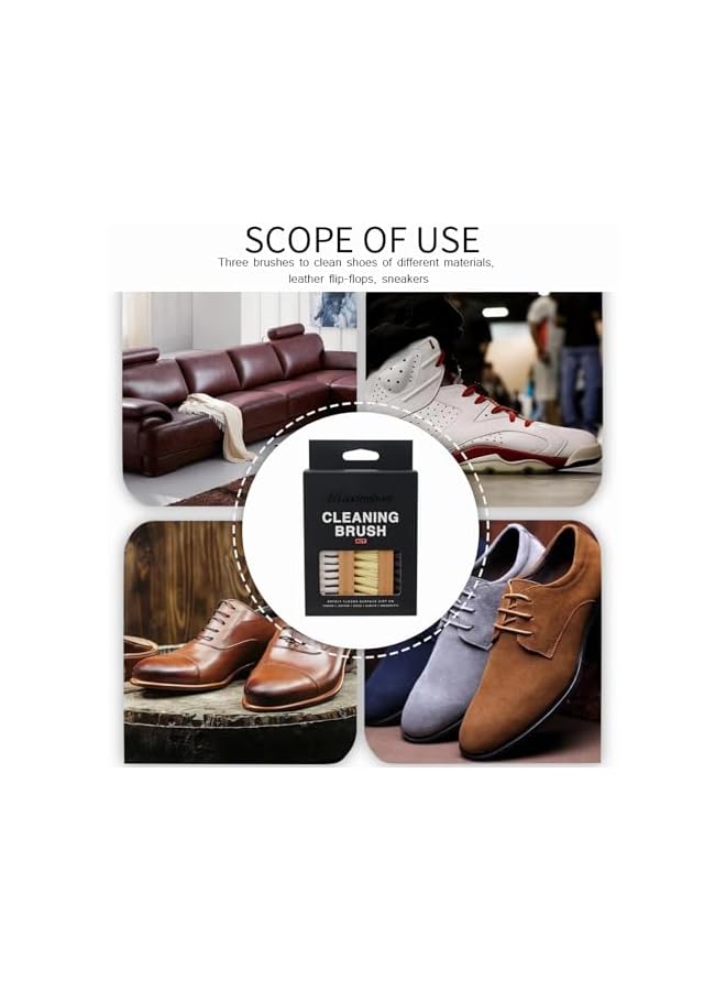 promass Professional Shoe Shine Brush Kit – 3PCS Suede Brushes for Polishing Crepe Suede, Leather, Nubuck, and Canvas Shoes – Wooden Handle Cleaner for Shoes, Bags, and Accessories - Image 2