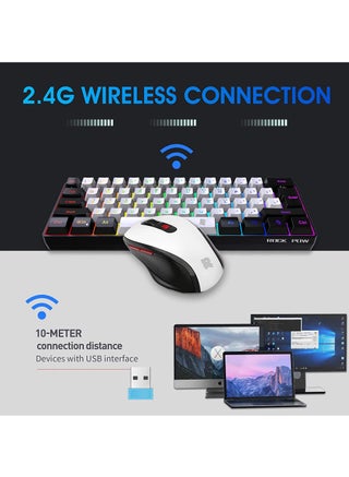 ROCK POW Arabic English 2.4G Wireless Gaming Keyboard and Mouse Combo Include Mini 60% Merchanical Feel RGB Backlit Keyboard Ergonomic Vertical Feel Small Wireless Mouse - view 2