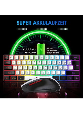 ROCK POW Arabic English 2.4G Wireless Gaming Keyboard and Mouse Combo Include Mini 60% Merchanical Feel RGB Backlit Keyboard Ergonomic Vertical Feel Small Wireless Mouse - view 3