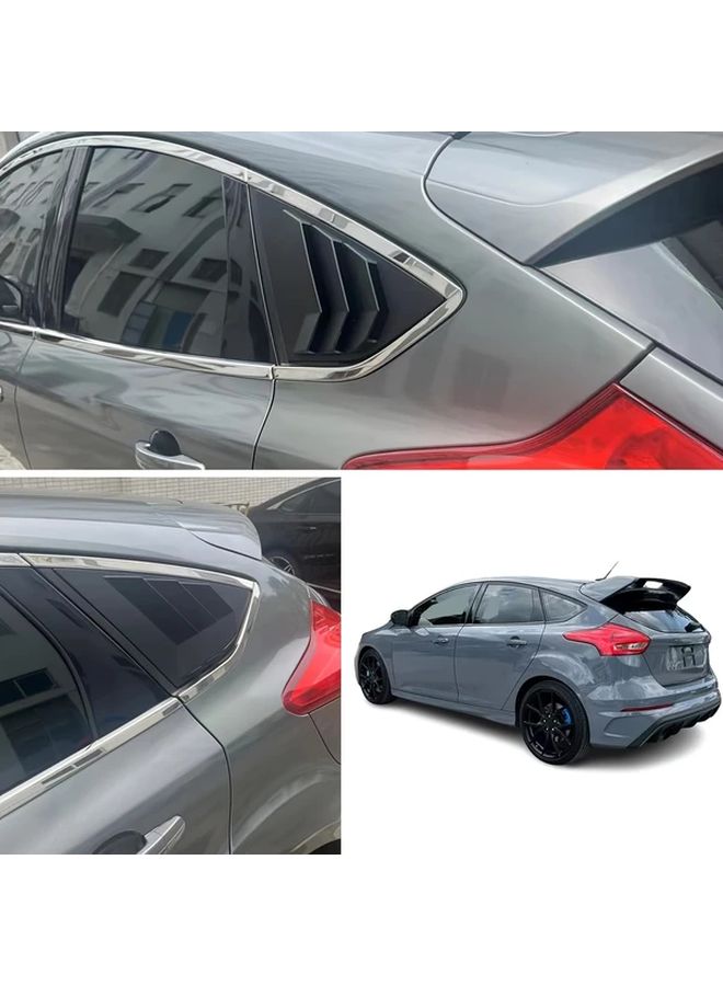 For Ford Focus ST RS MK3 SE 2012 2018 Sports Sedan Car Exterior Rear Window Shutter Vent Shade Matt Black Stylish ABS Decorative Louver Enhanced Aerodynamics Privacy Sleek Car Accessory Durable Carbon Fiber Texture Automotive Part - Image 4