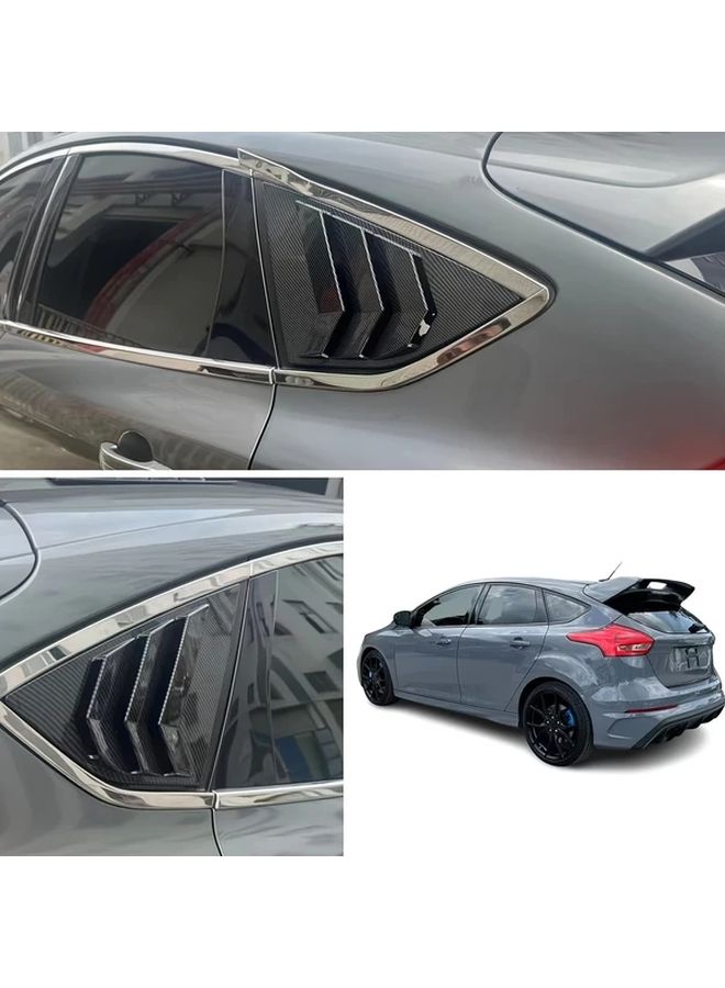 For Ford Focus ST RS MK3 SE 2012 2018 Sports Sedan Car Exterior Rear Window Shutter Vent Shade Matt Black Stylish ABS Decorative Louver Enhanced Aerodynamics Privacy Sleek Car Accessory Durable Carbon Fiber Texture Automotive Part - Image 3