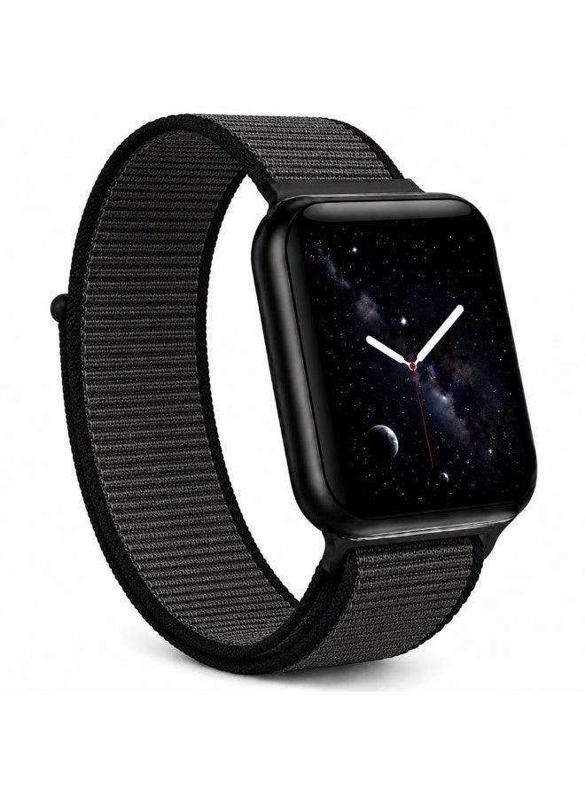 CATANES Breathable Nylon Sport Loop Band Compatible with Apple Watch 44mm 45mm 46mm 49mm for Women Men, iWatch Wrist Straps for Ultra 3 2, Se, Series 11 10 9 8 7 - dark black grey - Image 1