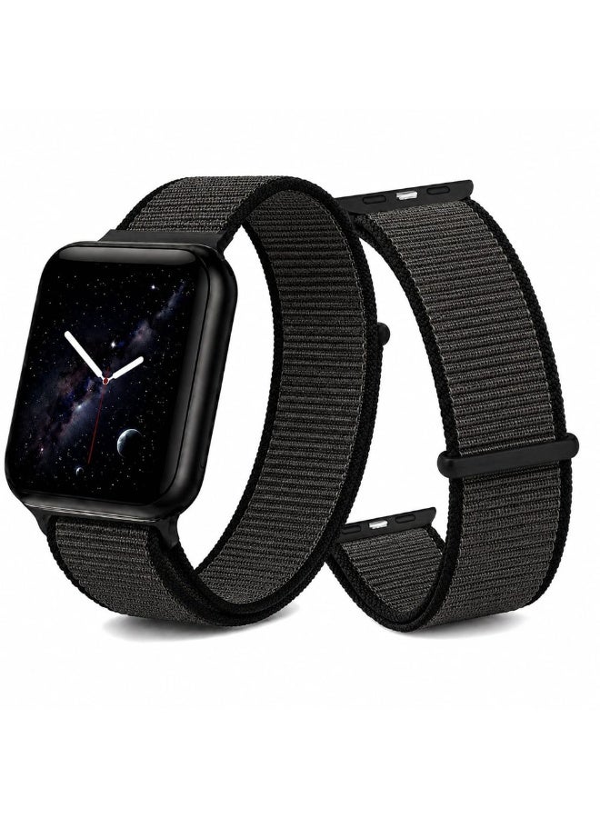 CATANES Breathable Nylon Sport Loop Band Compatible with Apple Watch 44mm 45mm 46mm 49mm for Women Men, iWatch Wrist Straps for Ultra 3 2, Se, Series 11 10 9 8 7 - dark black grey - Image 2