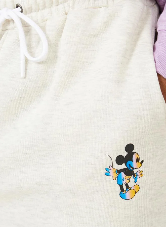 Styli Mickey Mouse Print Pocket Placement Print Oversized Joggers