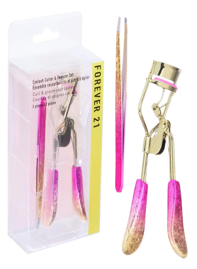 FOREVER 21 مجموعة مكبس الرموش والملاقط - مجموعة 2 قطعة مع مكبس رموش دقيق وملاقط رموش لشرائط الرموش | مجموعة أدوات تطبيق الرموش الصناعية - Image 1