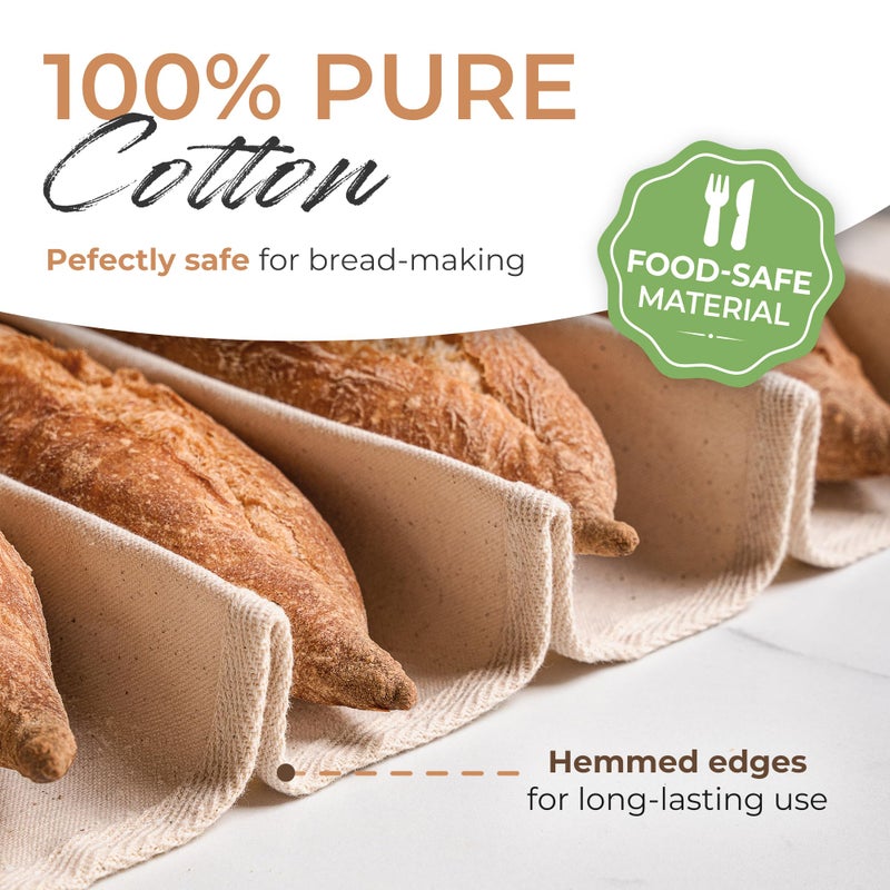 Orblue Bakers Couche and Proofing Cloth, 100% Cotton Fabric for Bread Dough Baking, Shaping Tool for Baguettes, Loaves, Ciabatta, Bread Couche 35.4 x 23.6 Inches - Image 2