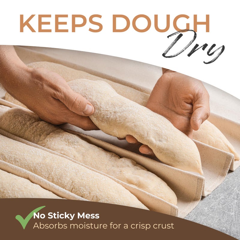 Orblue Bakers Couche and Proofing Cloth, 100% Cotton Fabric for Bread Dough Baking, Shaping Tool for Baguettes, Loaves, Ciabatta, Bread Couche 35.4 x 23.6 Inches - Image 3