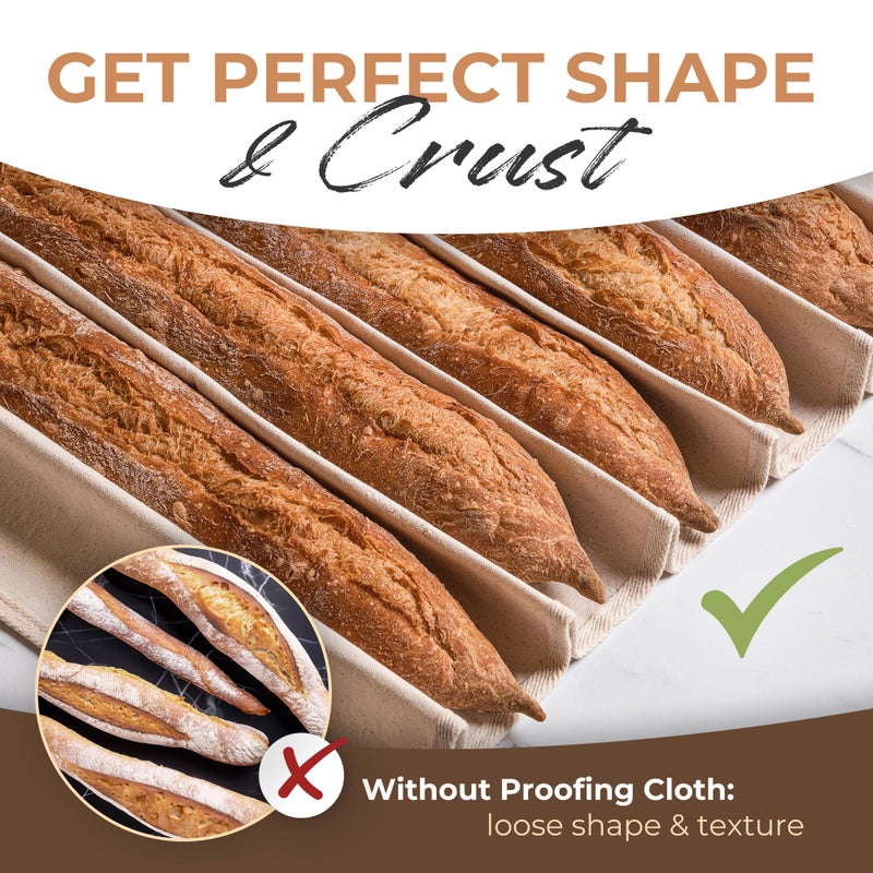 Orblue Bakers Couche and Proofing Cloth, 100% Cotton Fabric for Bread Dough Baking, Shaping Tool for Baguettes, Loaves, Ciabatta, Bread Couche 35.4 x 23.6 Inches - Image 4