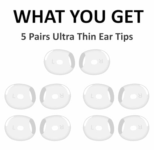 A-Focus [ Fit in Case ] Ear Tips Compatible with AirPods 4 Replacement Ultra Thin Add Grip Tips Anti Slip/Scratch Eartips Earbuds Cover Skin Accessories for New AirPod 4 White 5 Pairs - Image 4