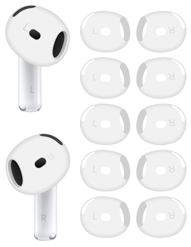 A-Focus [ Fit in Case ] Ear Tips Compatible with AirPods 4 Replacement Ultra Thin Add Grip Tips Anti Slip/Scratch Eartips Earbuds Cover Skin Accessories for New AirPod 4 White 5 Pairs - Image 1