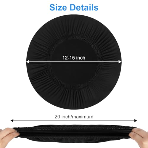 HFATMOS Black Bar Stool Covers Round, 2 Pcs High Stretchy Circle Stool Cover, Soft Seat Slipcover Fit for Stool of Dia 12-15 in - Image 4