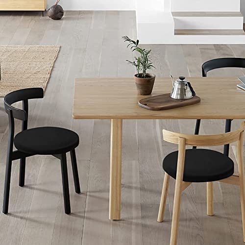 HFATMOS Black Bar Stool Covers Round, 2 Pcs High Stretchy Circle Stool Cover, Soft Seat Slipcover Fit for Stool of Dia 12-15 in - Image 2