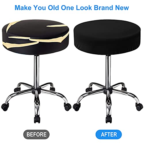 HFATMOS Black Bar Stool Covers Round, 2 Pcs High Stretchy Circle Stool Cover, Soft Seat Slipcover Fit for Stool of Dia 12-15 in - Image 5