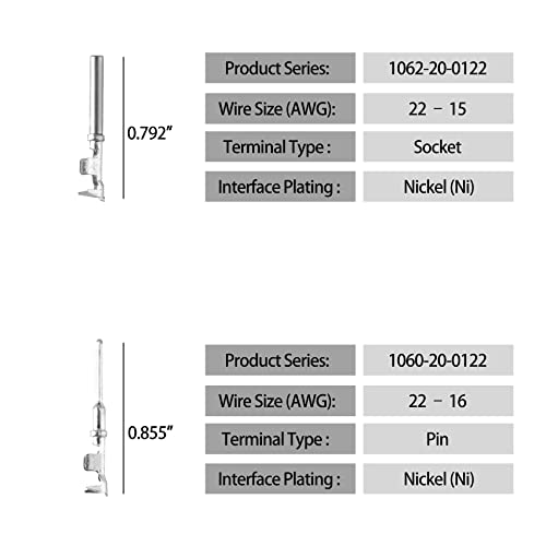 MUYI DTM Connector Kit, 5 Sets 3 Pin IP67 Waterproof Connector DTM04-3P/DTM06-3S for 22-15 AWG Wire Harness with Size 20 Contacts Pin Sockets - Image 3