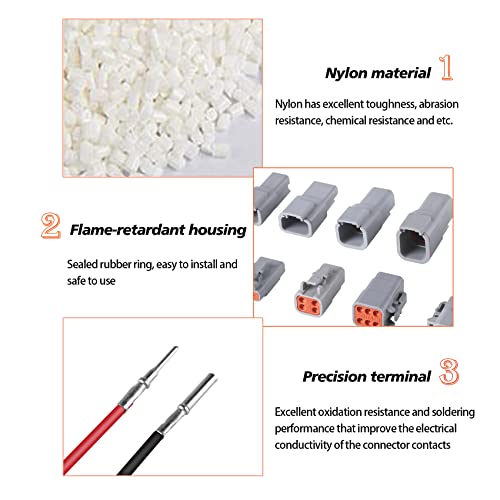 MUYI DTM Connector Kit, 5 Sets 3 Pin IP67 Waterproof Connector DTM04-3P/DTM06-3S for 22-15 AWG Wire Harness with Size 20 Contacts Pin Sockets - Image 4