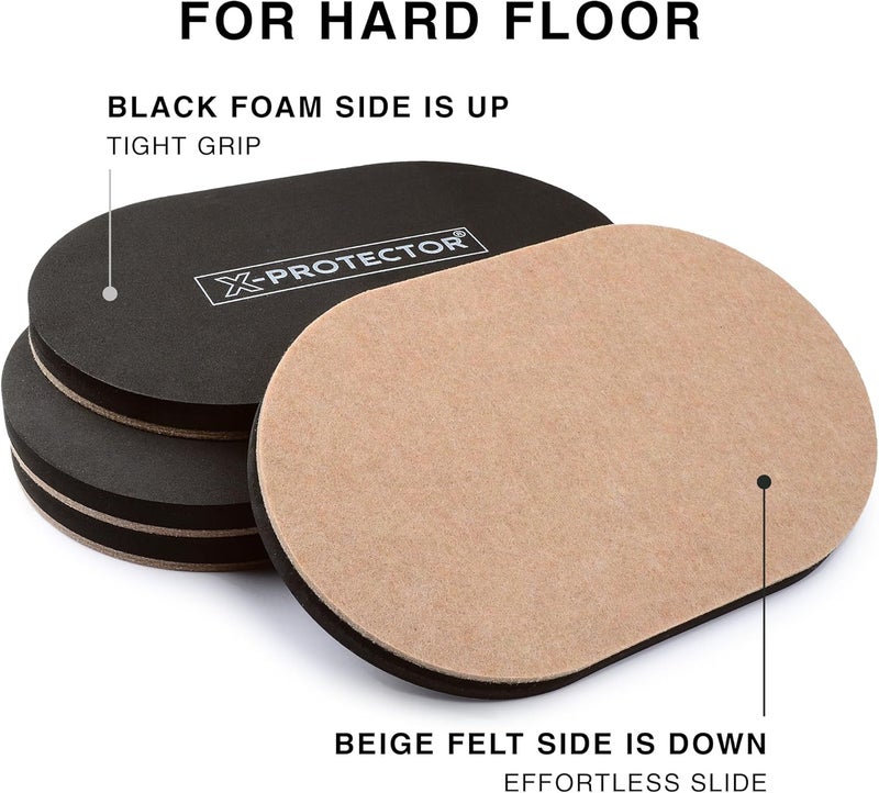 X-Protector Felt Furniture Sliders Hardwood Floors - 4 PCS 6" x 3 1/2" Furniture Sliders - Heavy Duty Felt Sliders Hard Surfaces – Move Your Furniture Easily & Safely! - Image 4