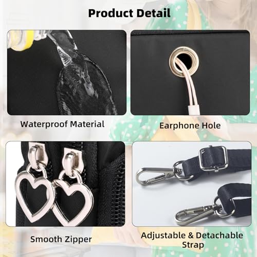 JANKS Small Crossbody Bags for Women Mini Cell Phone Purses with Crossbody Strap Phone Wallet Purses Shoulder Bag Nylon Arm Bag - Image 5