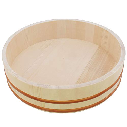 BambooMN 15.3" Hangiri Oke Sushi Rice Cooling Bowl/Tub with Lid, 19 Pieces Making Serving Accessory Kit - Jumbo - Image 2