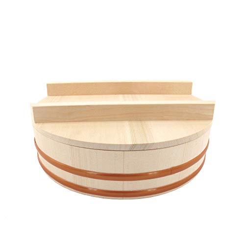 BambooMN 15.3" Hangiri Oke Sushi Rice Cooling Bowl/Tub with Lid, 19 Pieces Making Serving Accessory Kit - Jumbo - Image 4