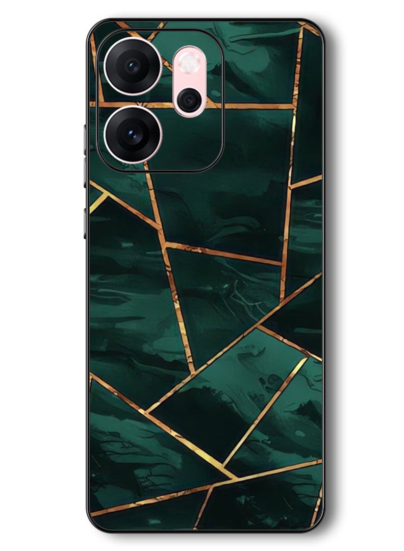 Theodor Case Compatible with Oppo Reno 14 F 6.57 Inch Protection Shockproof Bumper Cover Green Pattern - Image 1