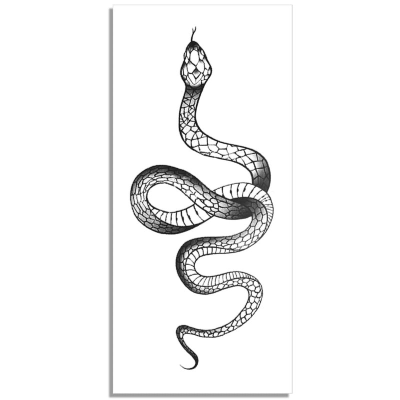 Yeahgoshopping Fashion Realistic Big Size Black Snake Temporary Tattoo Stickers for Women Men Waterproof Fake Tattoo Waist Body Forearm Arm