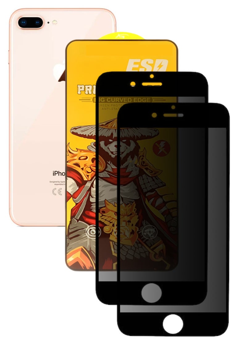 ESD 2 Pieces Tempered Dustproof Privacy Glass Screen Protector Compatible For iPhone 8 Plus - Image 1