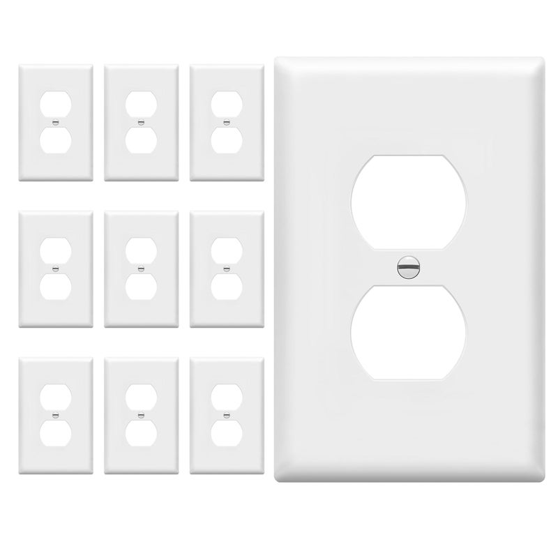 ENERLITES MidSize Duplex Receptacle Outlet Wall Plate Electrical Outlet Covers Plates Midway Size 1Gang 488 x 311 Polycarbonate Thermoplastic UL Listed 8821MW10PCS White 10 Pack