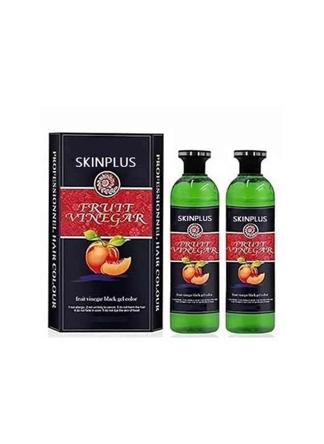 SKINPLUS Fruit Vinegar Ammonia Free 10 Minutes Hair Color Colour Gel 800 Ml Black/Natural Black  - Image 1