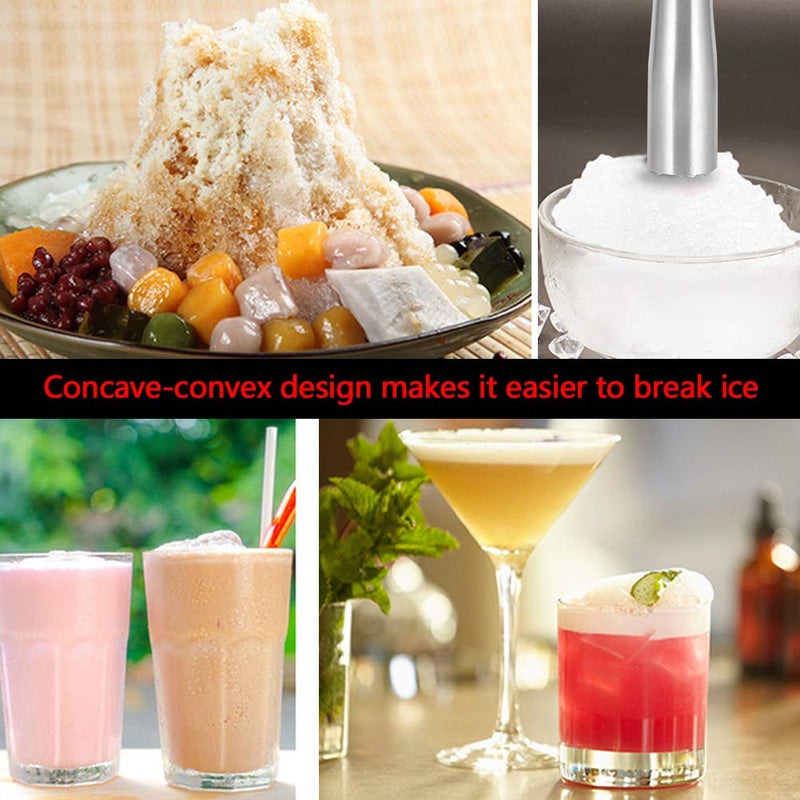Stainless Steel Ice Crusher Muddler Bar Tool With Diamond Head Thick Waist 22 5cm All Steel - Image 4