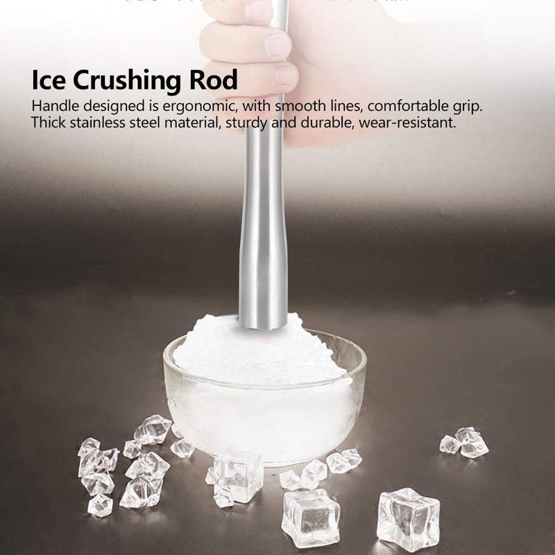 Stainless Steel Ice Crusher Muddler Bar Tool With Diamond Head Thick Waist 22 5cm All Steel - Image 3
