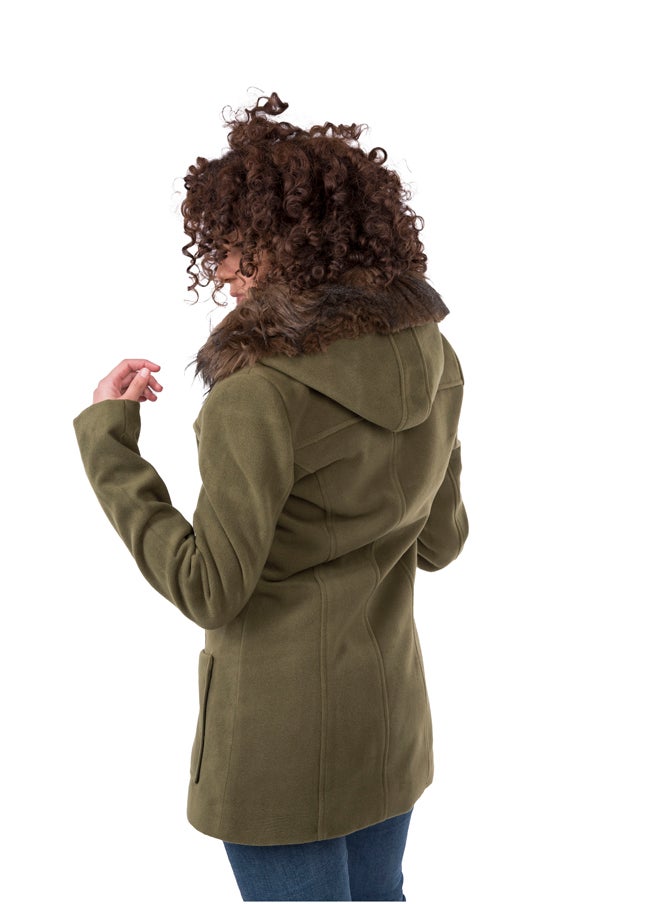 Youthful - Olive duffle coat faux-fur - Image 1