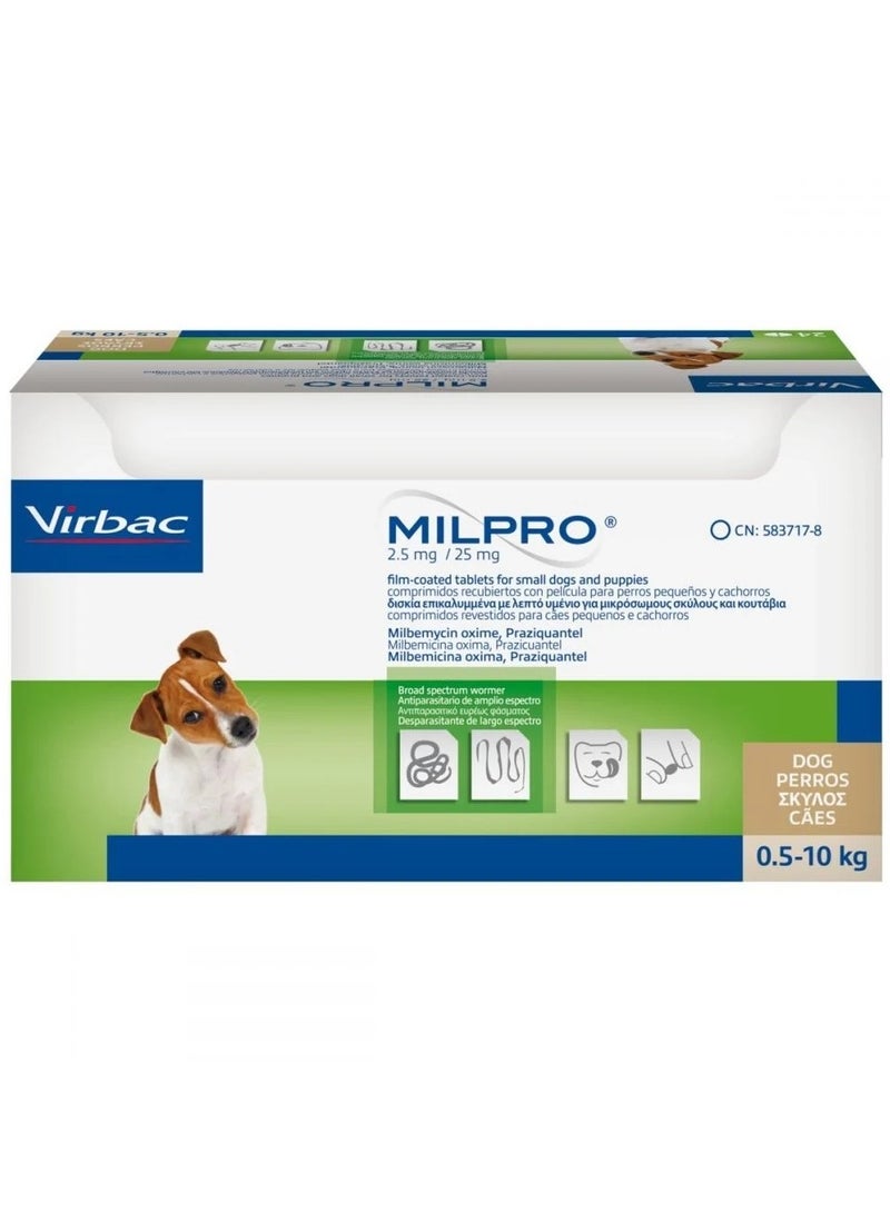 Virbac Milpro for Small Dogs and Puppies 2.5 mg/25 mg (.5-10kg) - Image 2
