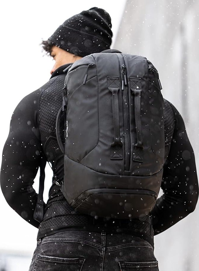 Track Shark Sports Bag with Backpack Function, Backpack with Shoe Compartment and Laptop Compartment, for Men and Women, for Sports, Fitness & Travel, Training Bag, Gym Bag, Backpack, Black (35L)