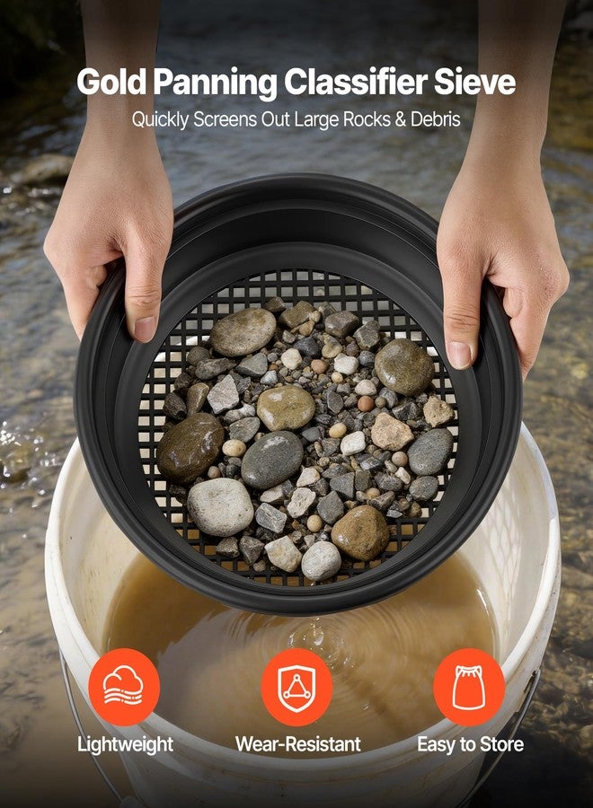 VEVOR Gold Panning Kit, 10 in and 14 in Pans, 19 PCS Portable Prospecting Equipment Kit with Classifier Sieves, Sand Magnet, Rock Pick, Scoops, Backpack, and Accessories, for Outdoor Gold Recovery - Image 4