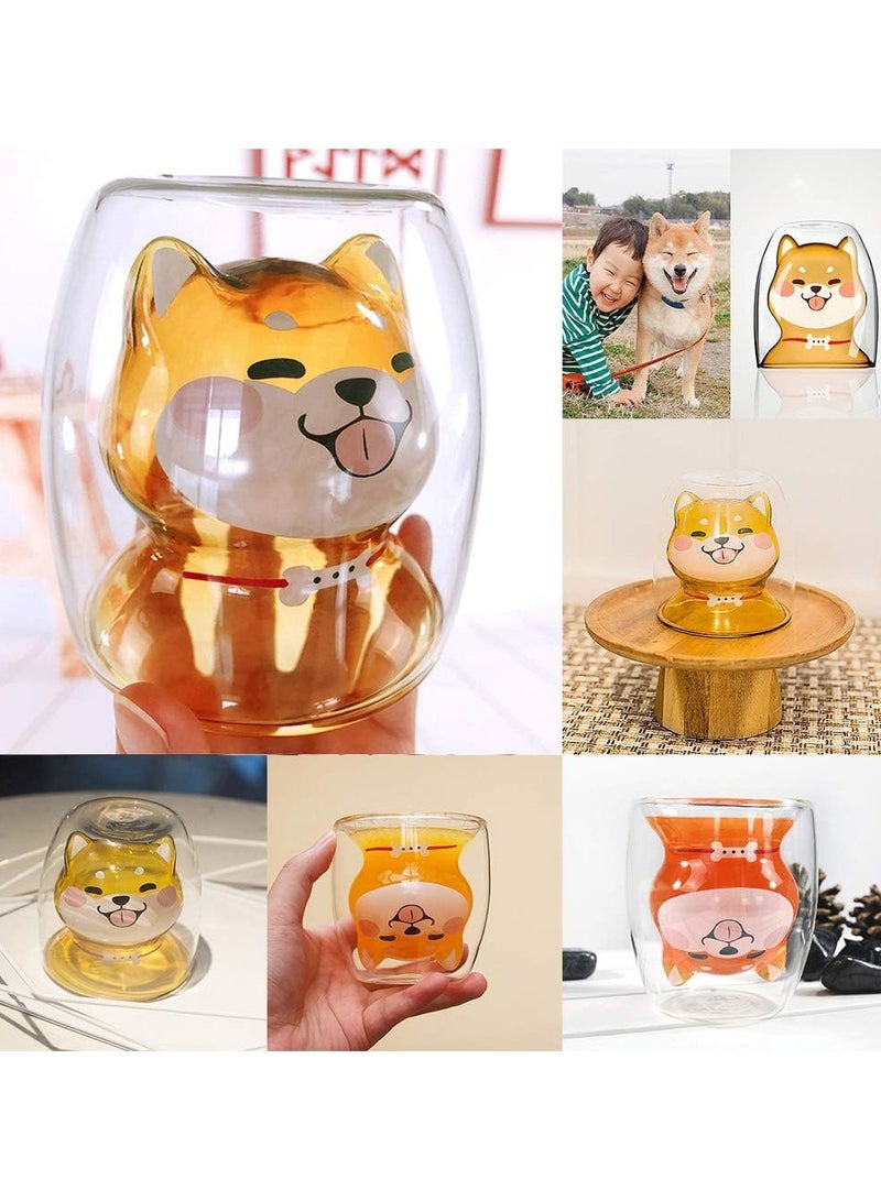 Cute Cartoon Mugs Double Wall Insulated Drinking Glasses Coffee and Tea Glass Mug Creative Animals Dog Design Espresso Milk Coffee Juice water Crystal Cups 320ml - Image 5