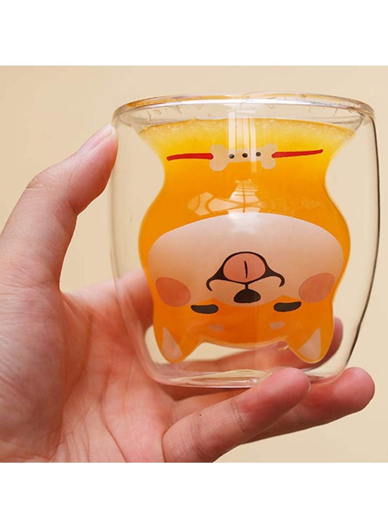 Cute Cartoon Mugs Double Wall Insulated Drinking Glasses Coffee and Tea Glass Mug Creative Animals Dog Design Espresso Milk Coffee Juice water Crystal Cups 320ml - Image 1
