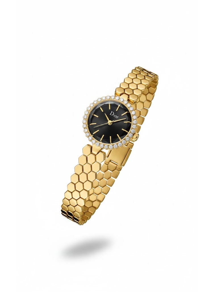 Dior Women’s Gold Stainless Steel Bracelet Watch with Black Dial