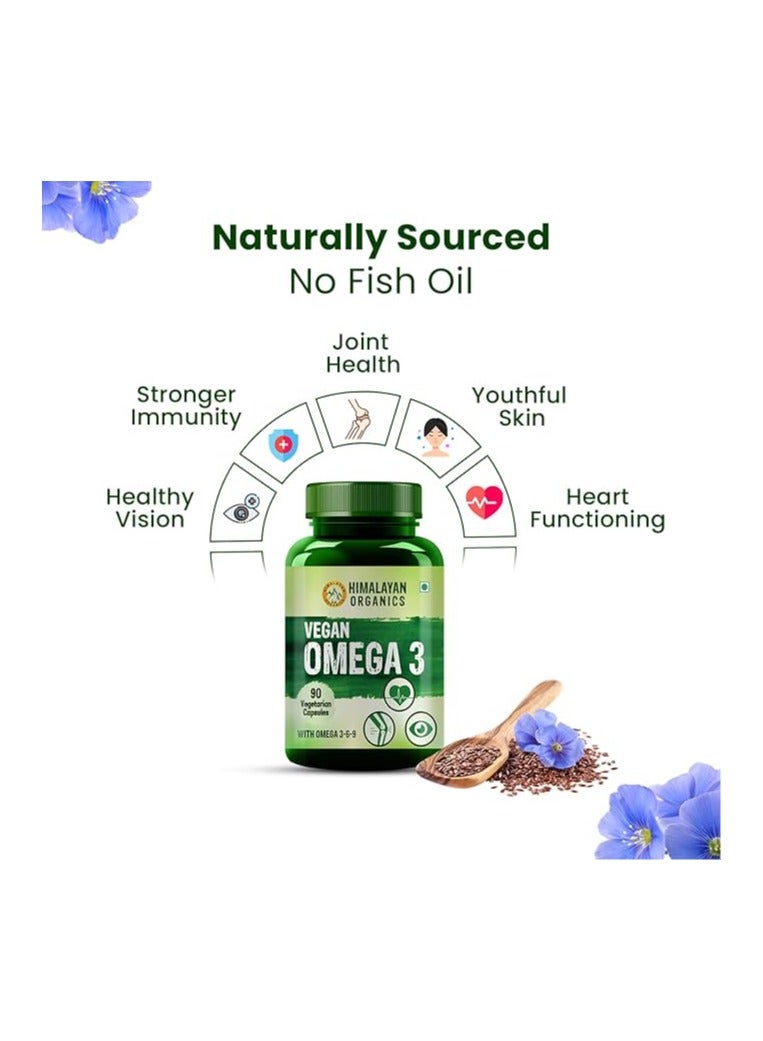 HIMALAYAN ORGANICS Omega 3 6 9 Vegan Natural Nutrition Supplement for Muscle, Bone, Heart & Skin - 90 Veg Capsules - Image 2