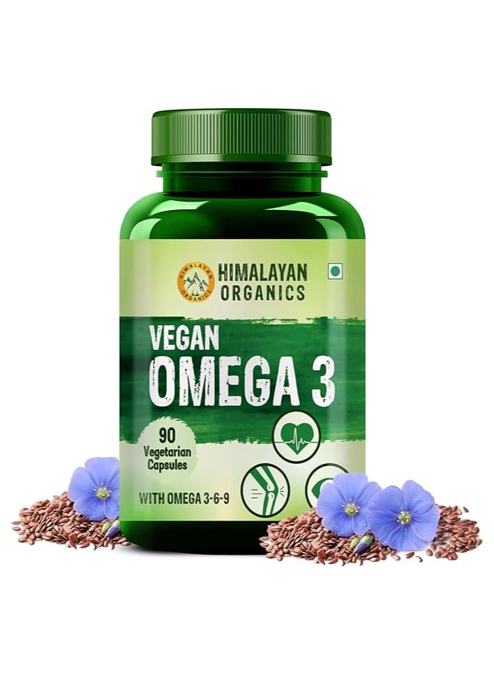 HIMALAYAN ORGANICS Omega 3 6 9 Vegan Natural Nutrition Supplement for Muscle, Bone, Heart & Skin - 90 Veg Capsules - Image 1