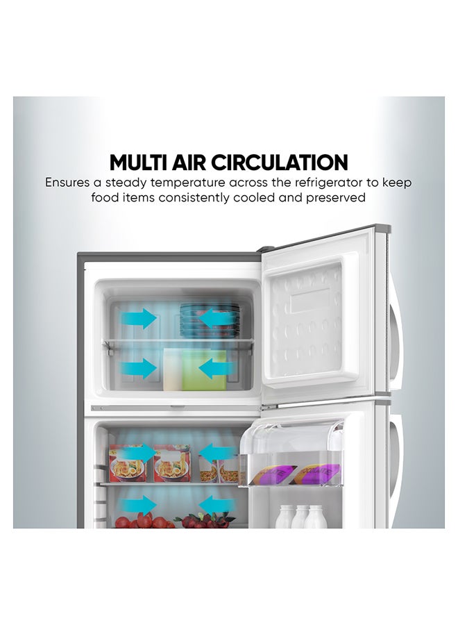 NIKAI 320L Gross / 240L Net, Double Door Top Mount Refrigerator, 2 Glass Shelves And Bottle Storage Racks, Power Saving R600A Gas, CFC Free, Silent Operation Best For Home, Office With Child Lock Key 320 L 307 kW NRF320DN5S Grey - Image 4
