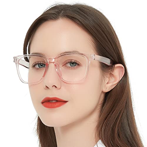 AEZUNI Oversize Square Reading Glasses for Women Oversized Trendy Large Readers 1.0 1.5 2.0 2.5 3.0 3.5 (Pink,100) - Image 1
