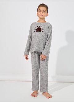 Sun Embroidery Towelling Top & Pyjama Set