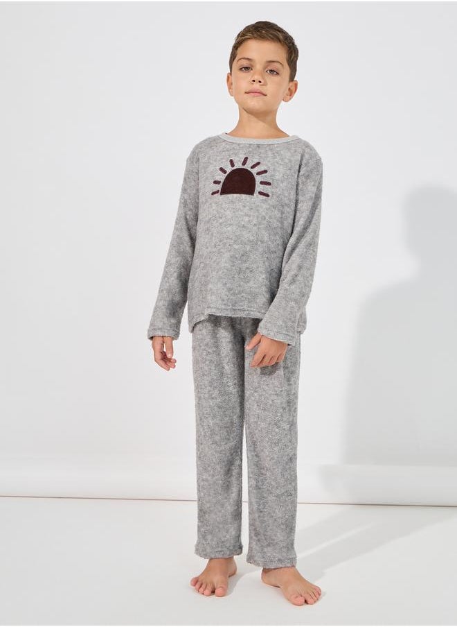 Styli - Sun Embroidery Towelling Top & Pyjama Set - Image 1